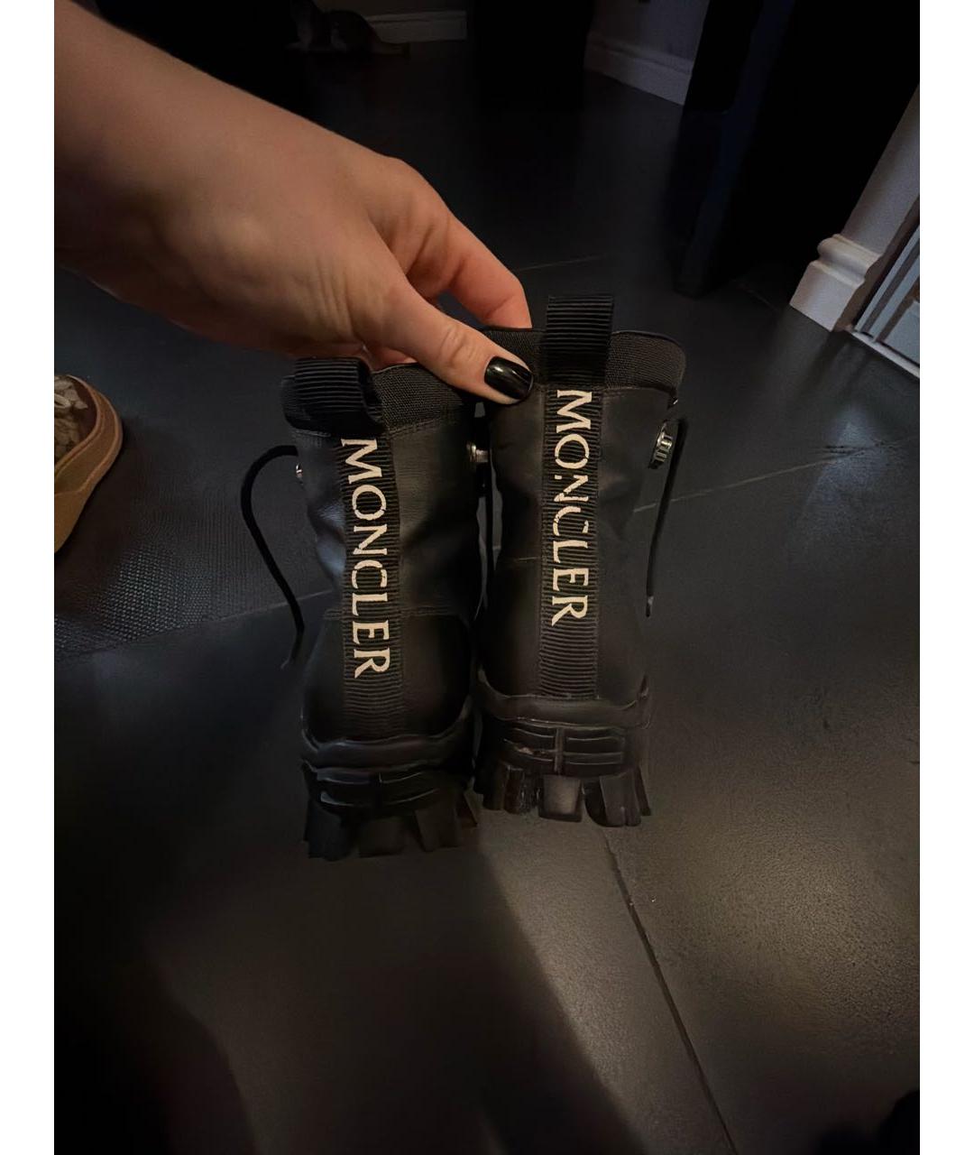 MONCLER Черные кожаные ботинки, фото 4
