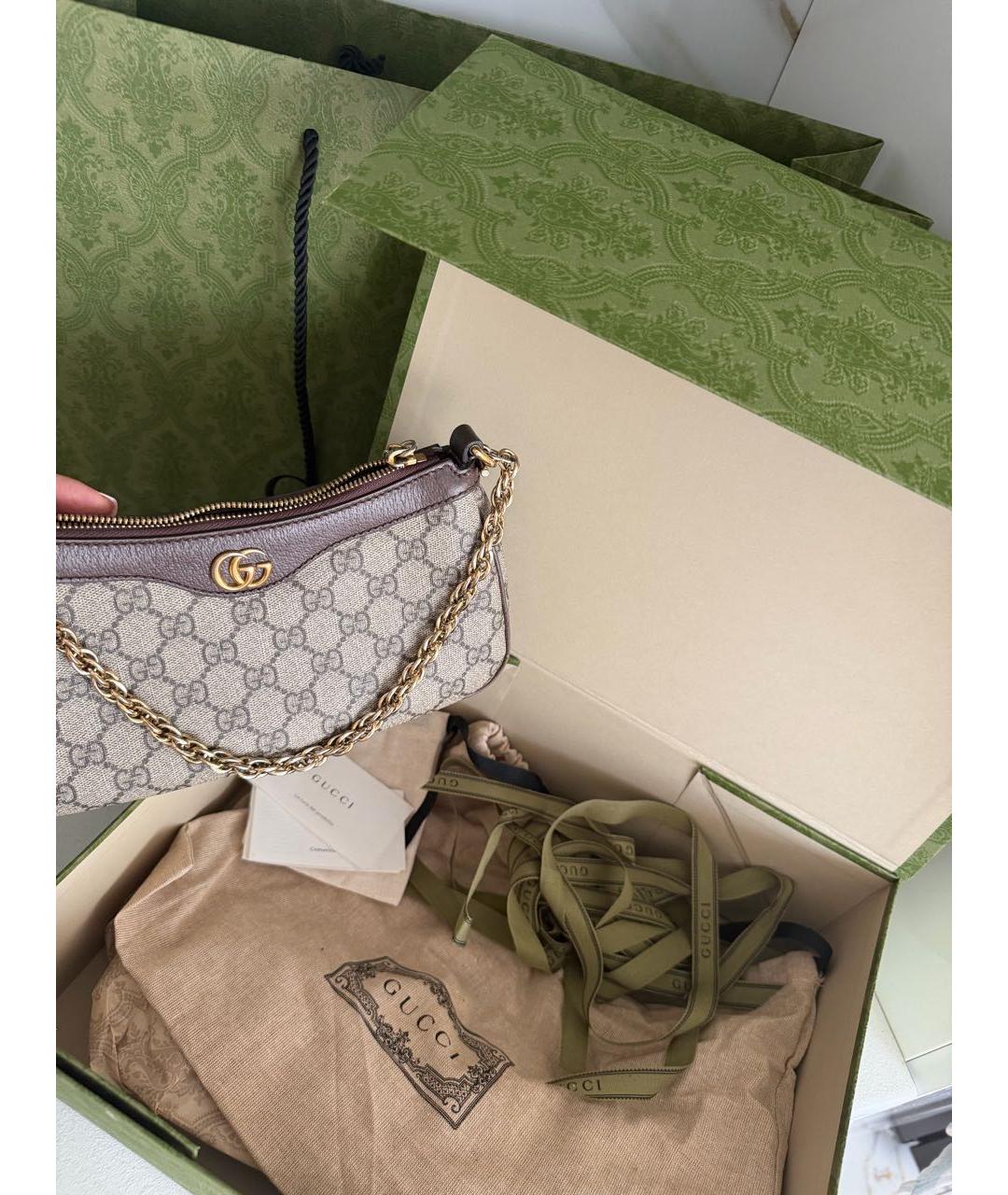 GUCCI Бежевая сумка с короткими ручками, фото 7