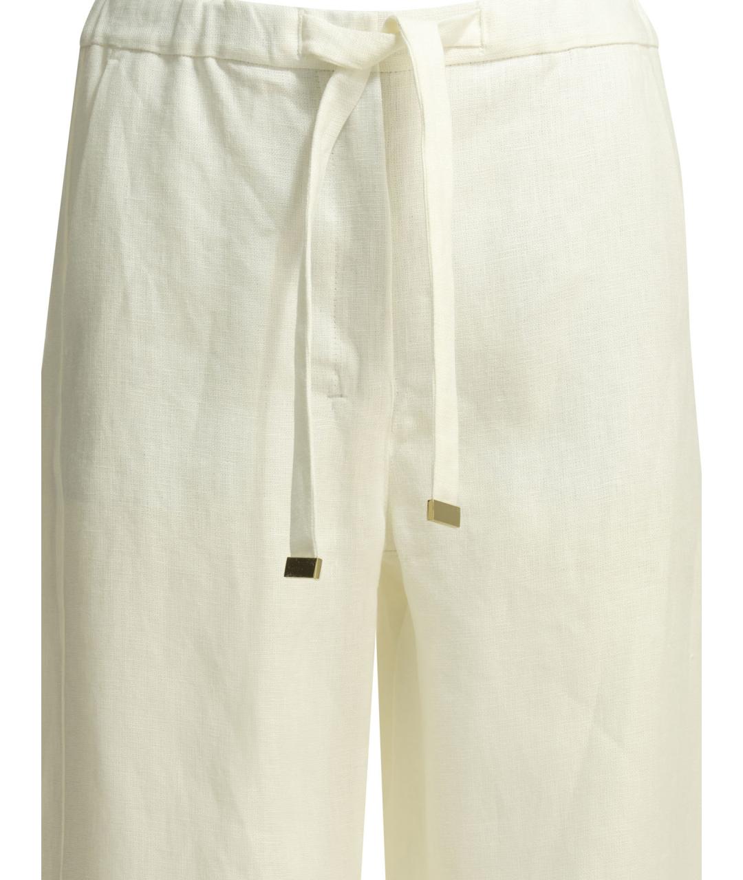 'S MAX MARA Белые льняные прямые брюки, фото 4