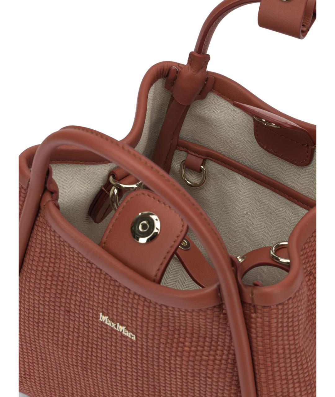 MAX MARA Оранжевая тканевая сумка с короткими ручками, фото 4