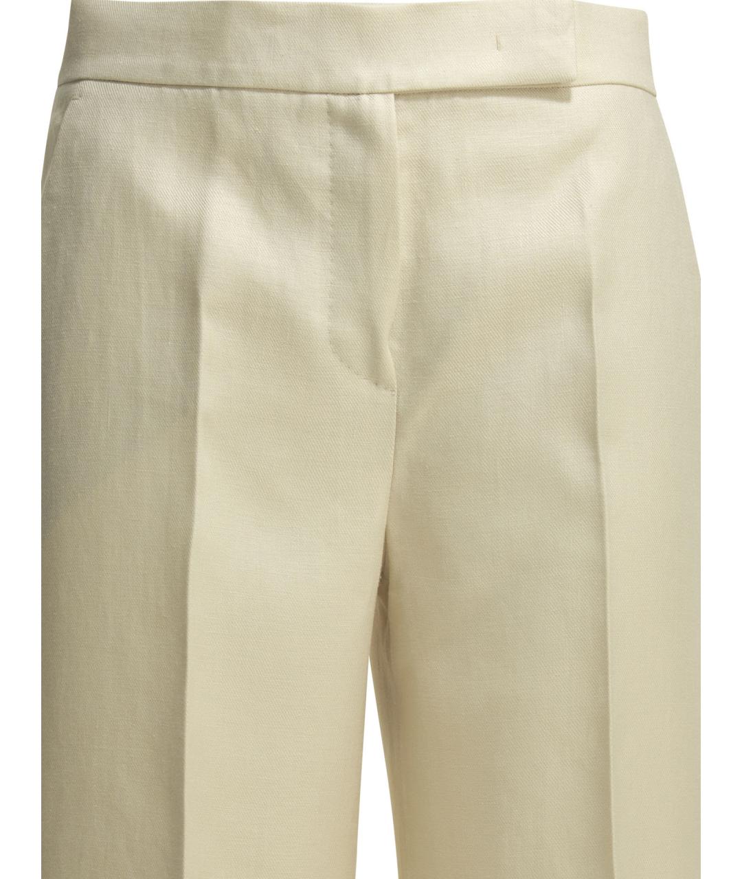 MAX MARA Бежевые льняные прямые брюки, фото 3