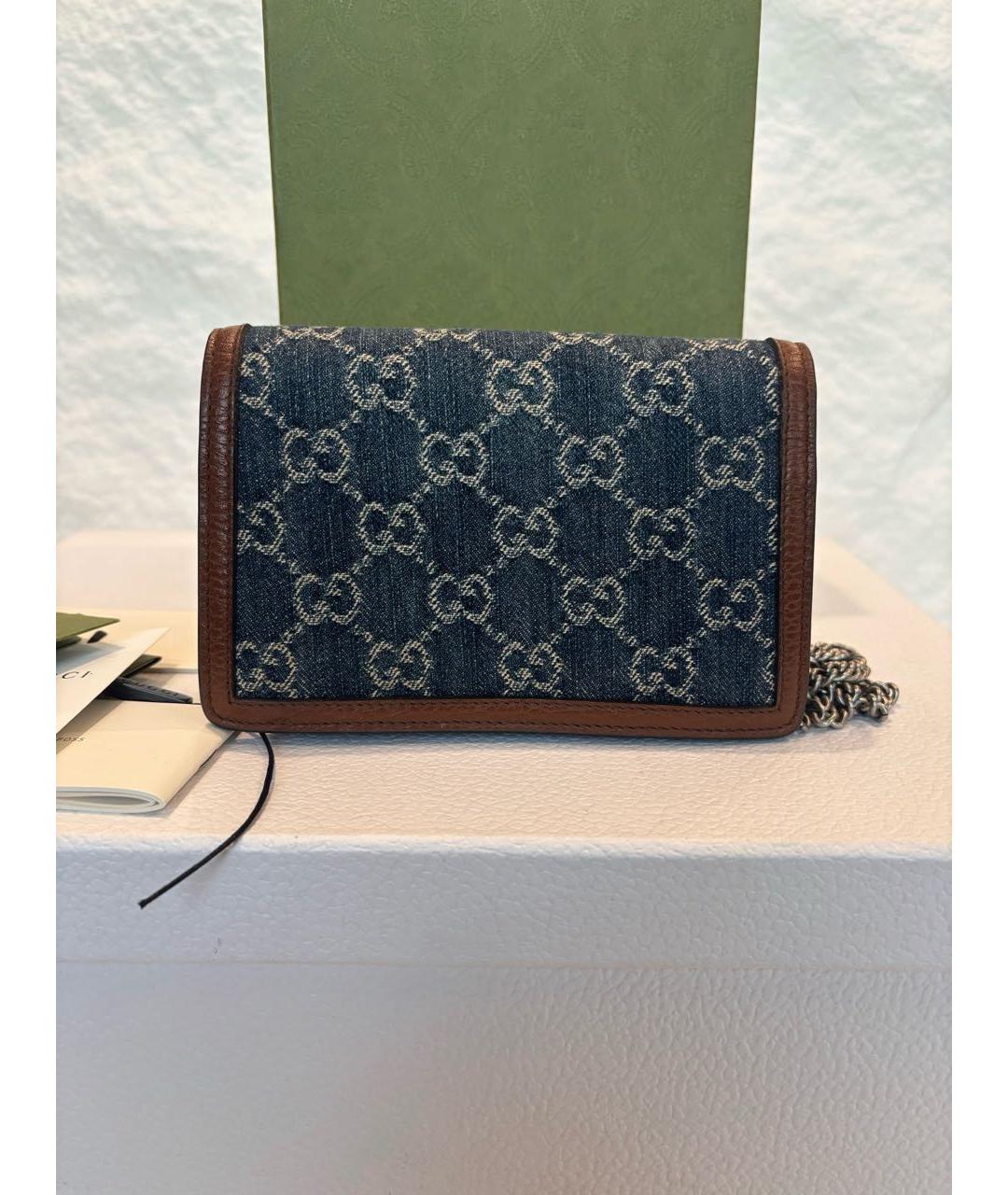 GUCCI Темно-синяя деним сумка через плечо, фото 5