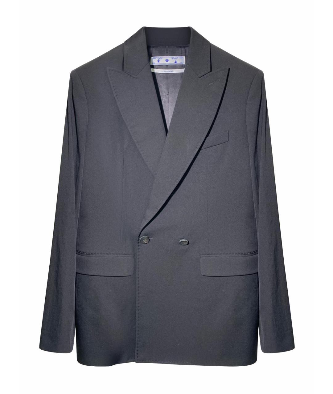 OFF-WHITE Черный шерстяной пиджак, фото 1