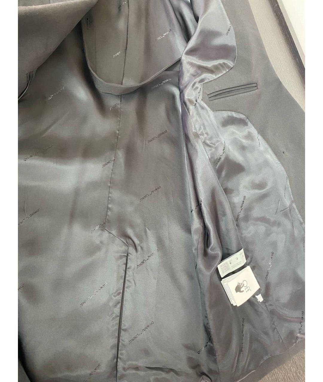 OFF-WHITE Черный шерстяной пиджак, фото 8