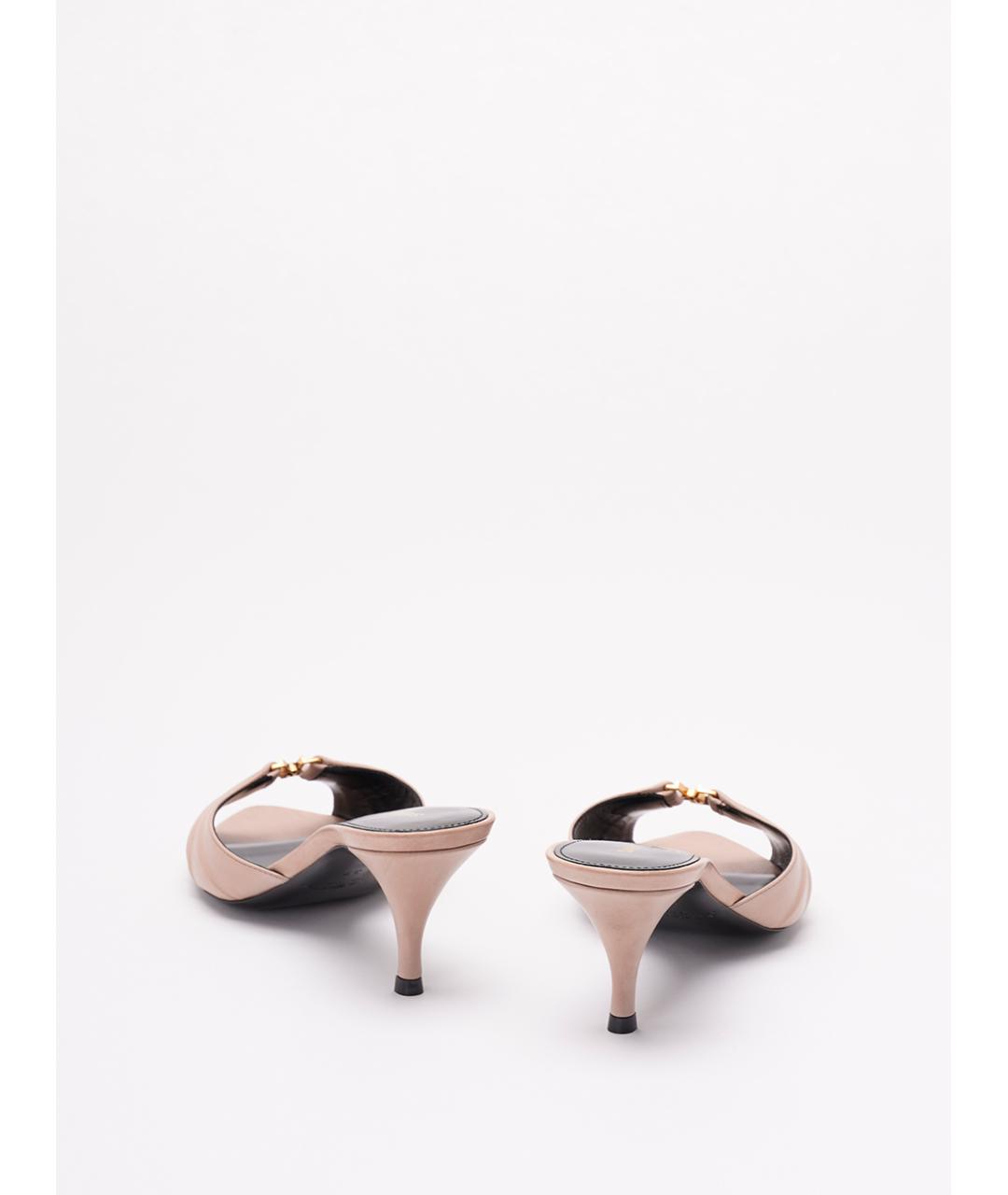 SAINT LAURENT Бежевые кожаные мюли, фото 3