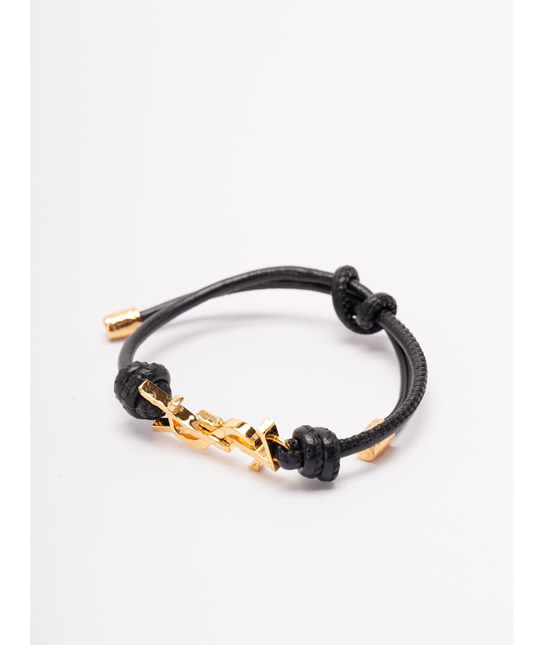 SAINT LAURENT Черный кожаный браслет, фото 2