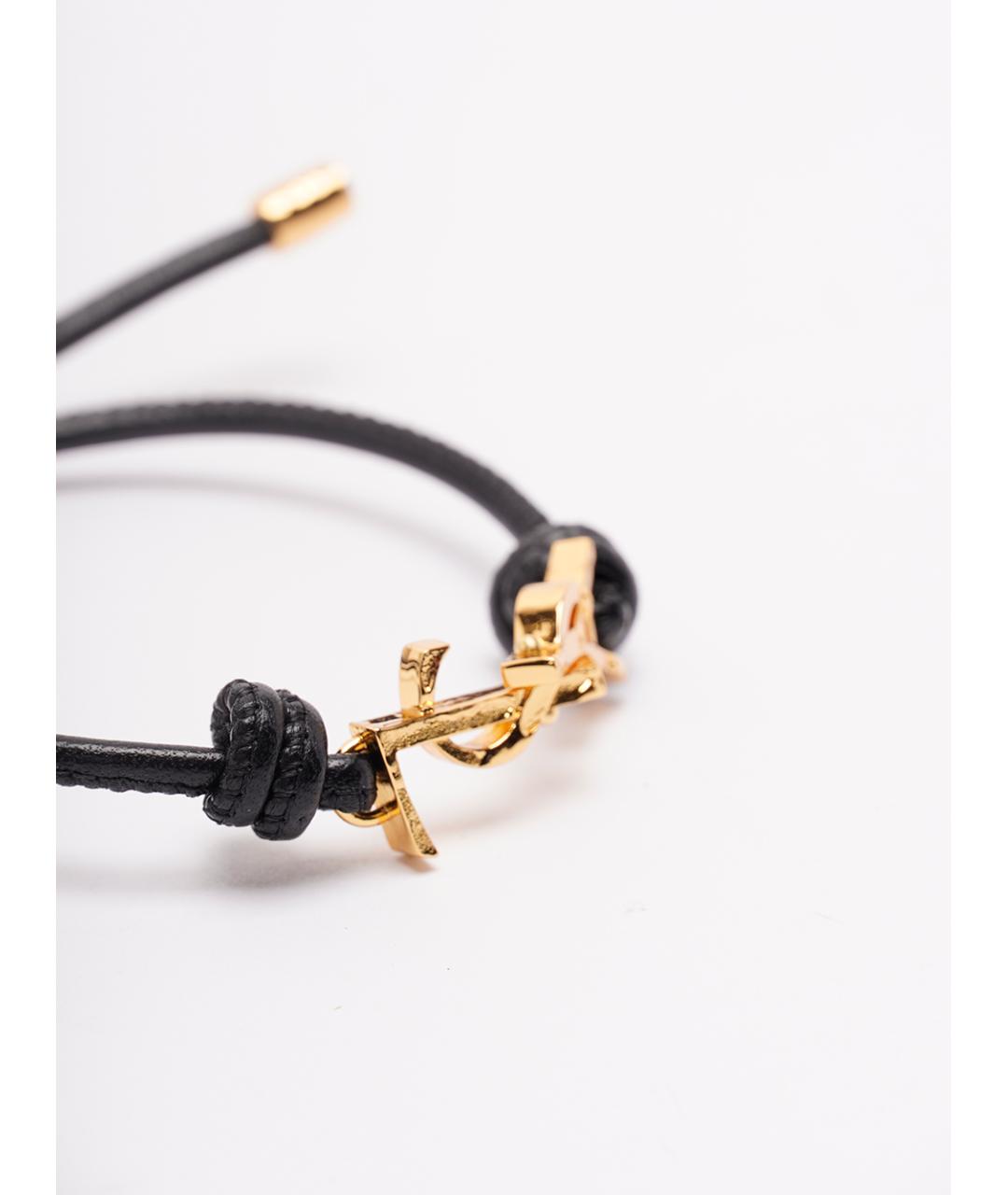 SAINT LAURENT Черный кожаный браслет, фото 3