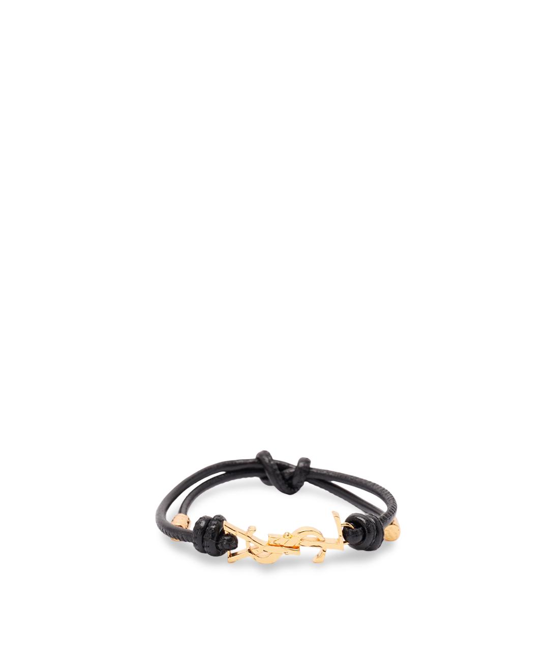 SAINT LAURENT Черный кожаный браслет, фото 1