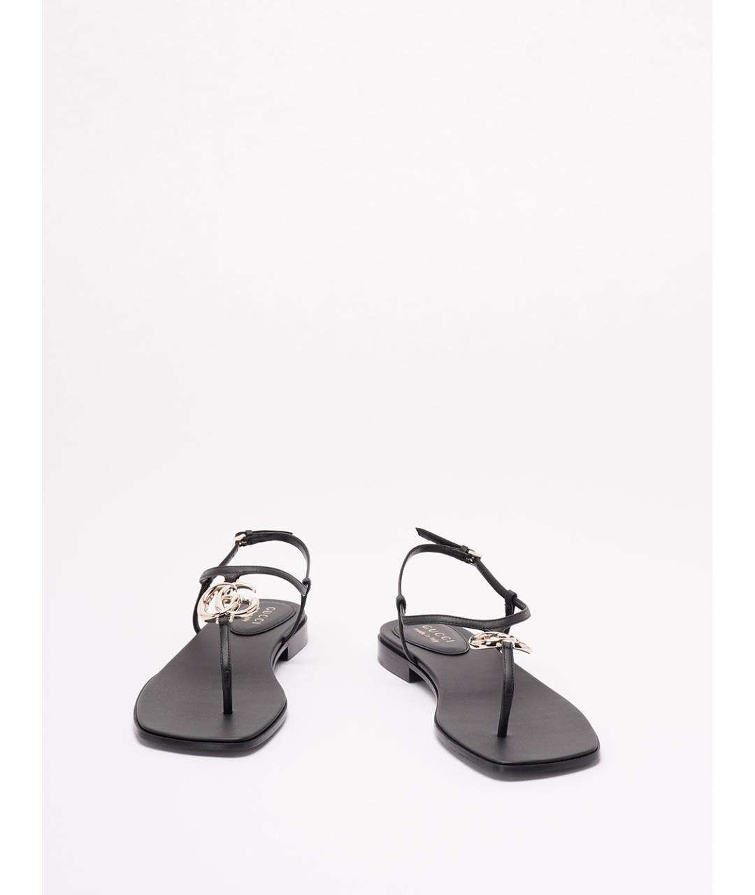 GUCCI Черные кожаные сандалии, фото 2