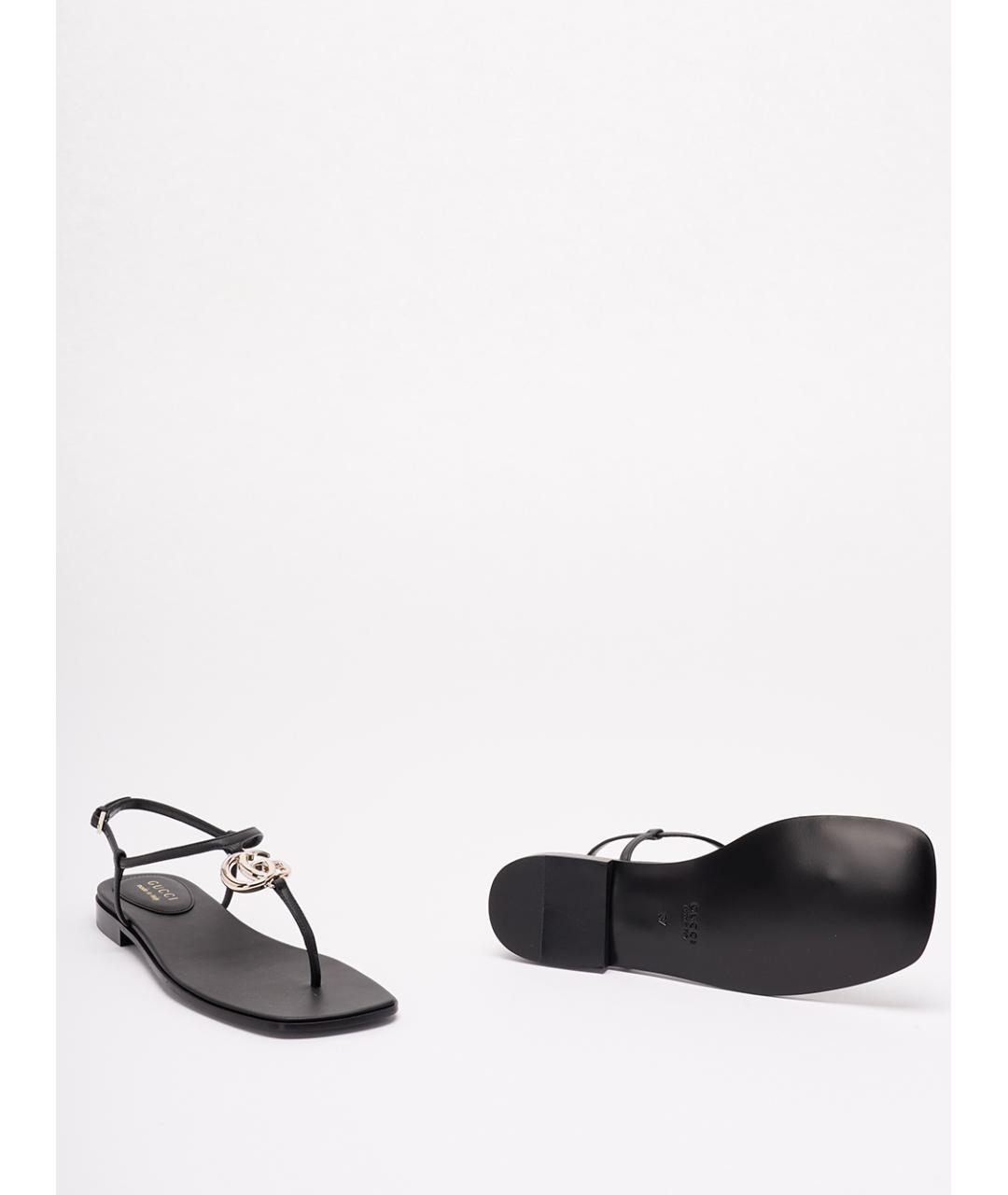 GUCCI Черные кожаные сандалии, фото 4