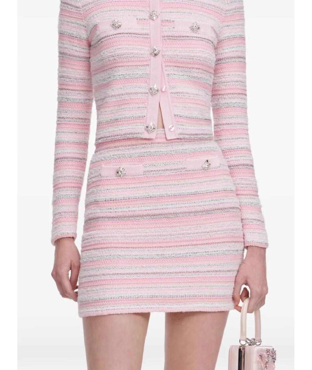 SELF-PORTRAIT Розовая полиэстеровая юбка мини, фото 5