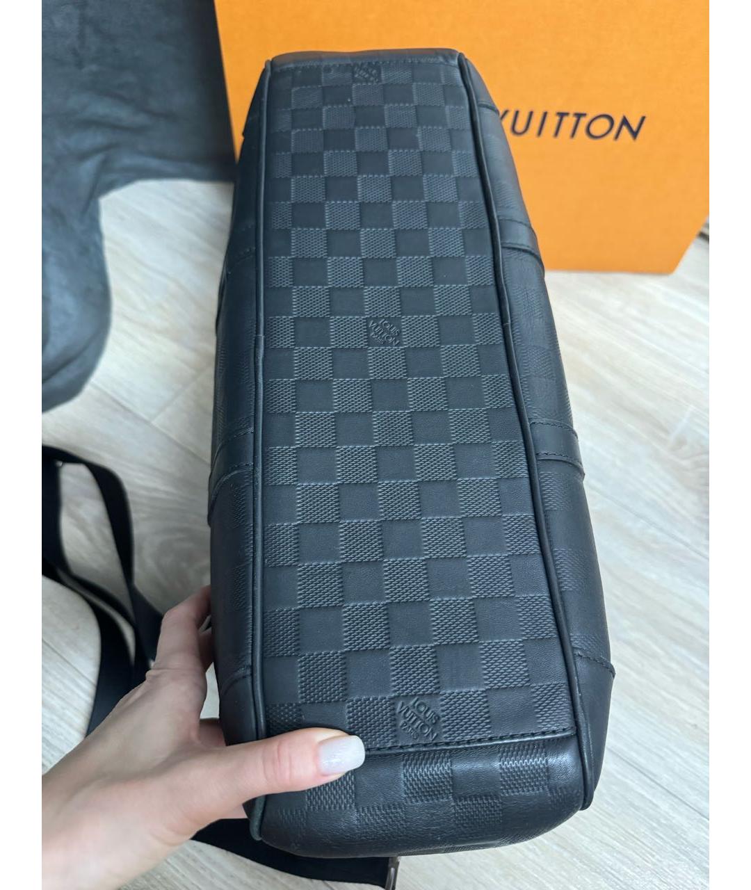 LOUIS VUITTON Черный кожаный портфель, фото 7