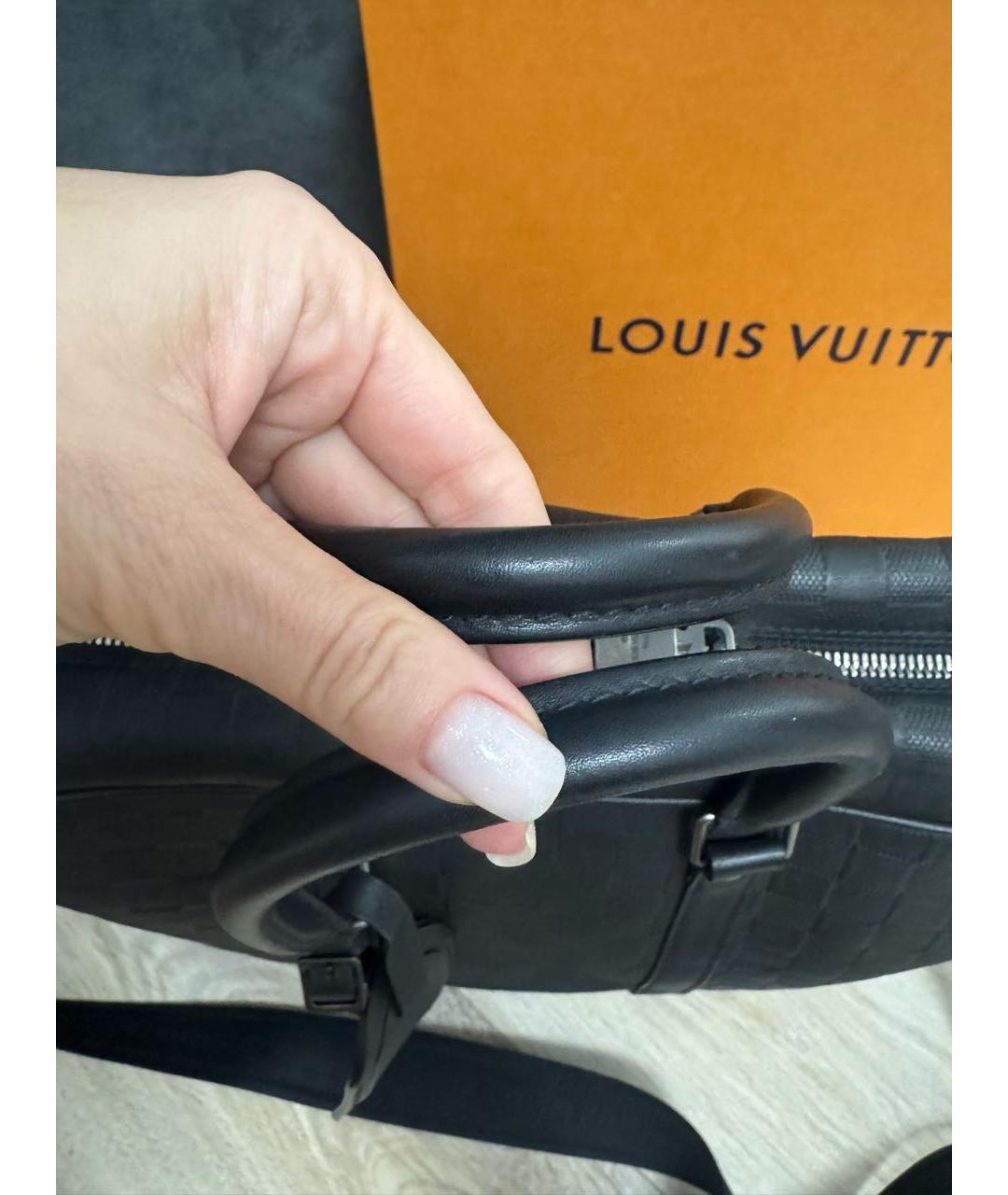 LOUIS VUITTON Черный кожаный портфель, фото 5