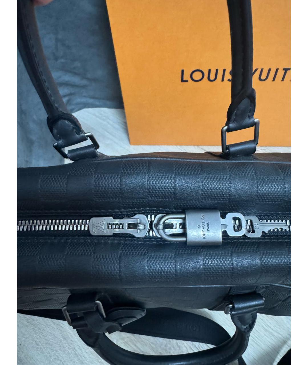 LOUIS VUITTON Черный кожаный портфель, фото 4