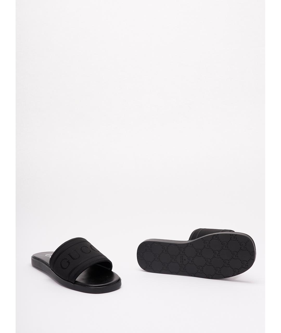 GUCCI Черные синтетические шлепанцы, фото 4