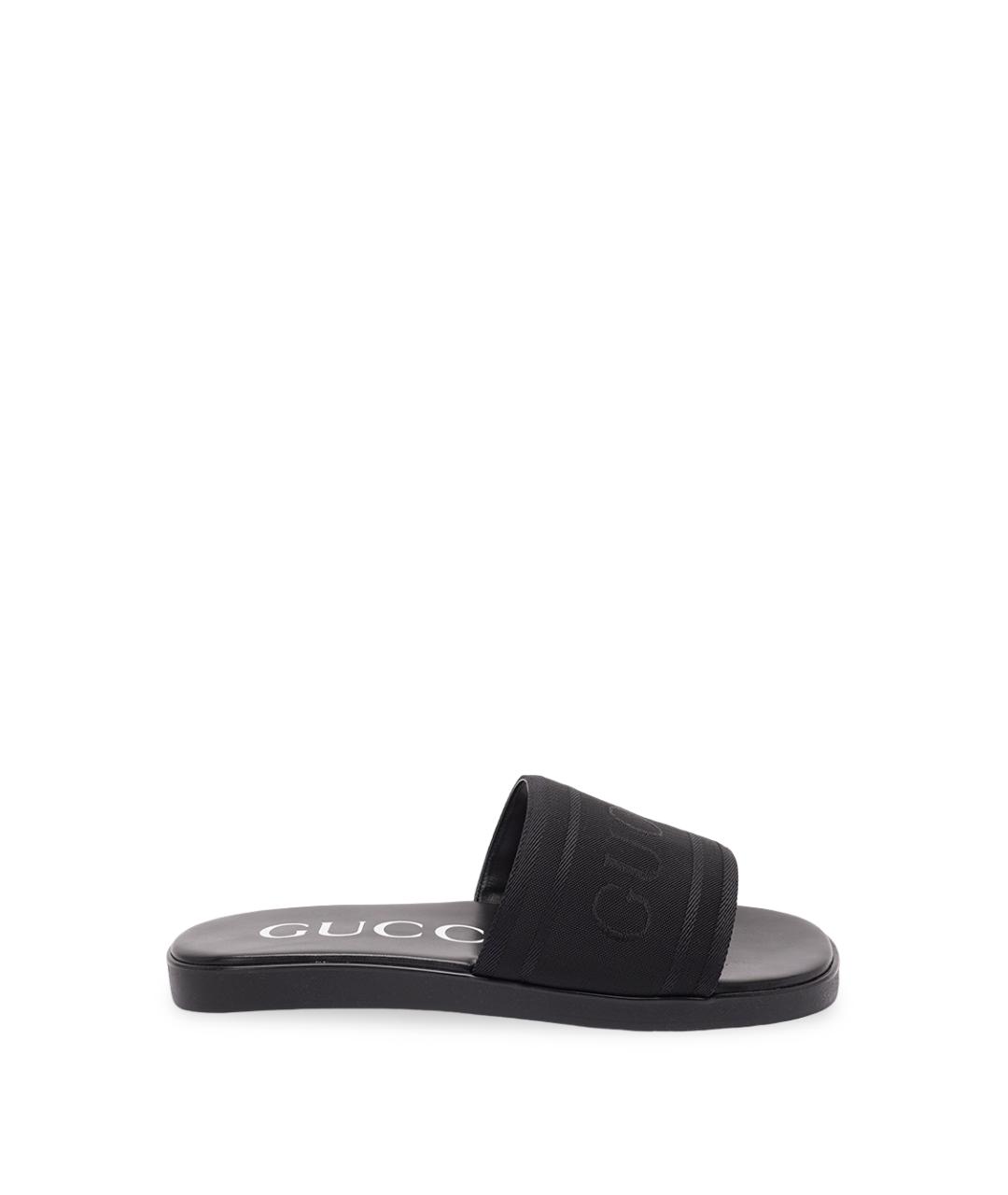 GUCCI Черные синтетические шлепанцы, фото 6
