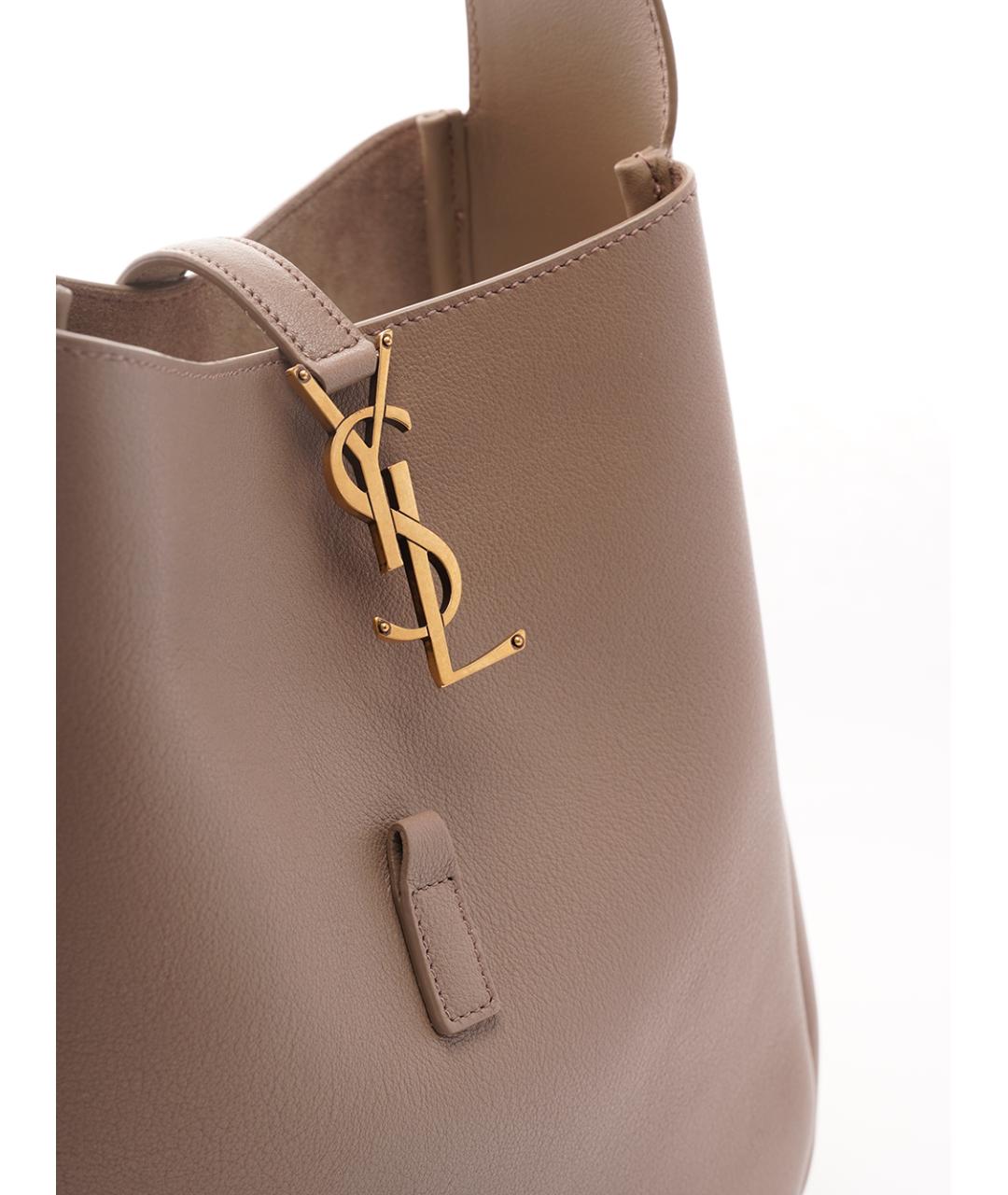 SAINT LAURENT Бежевая кожаная сумка через плечо, фото 4