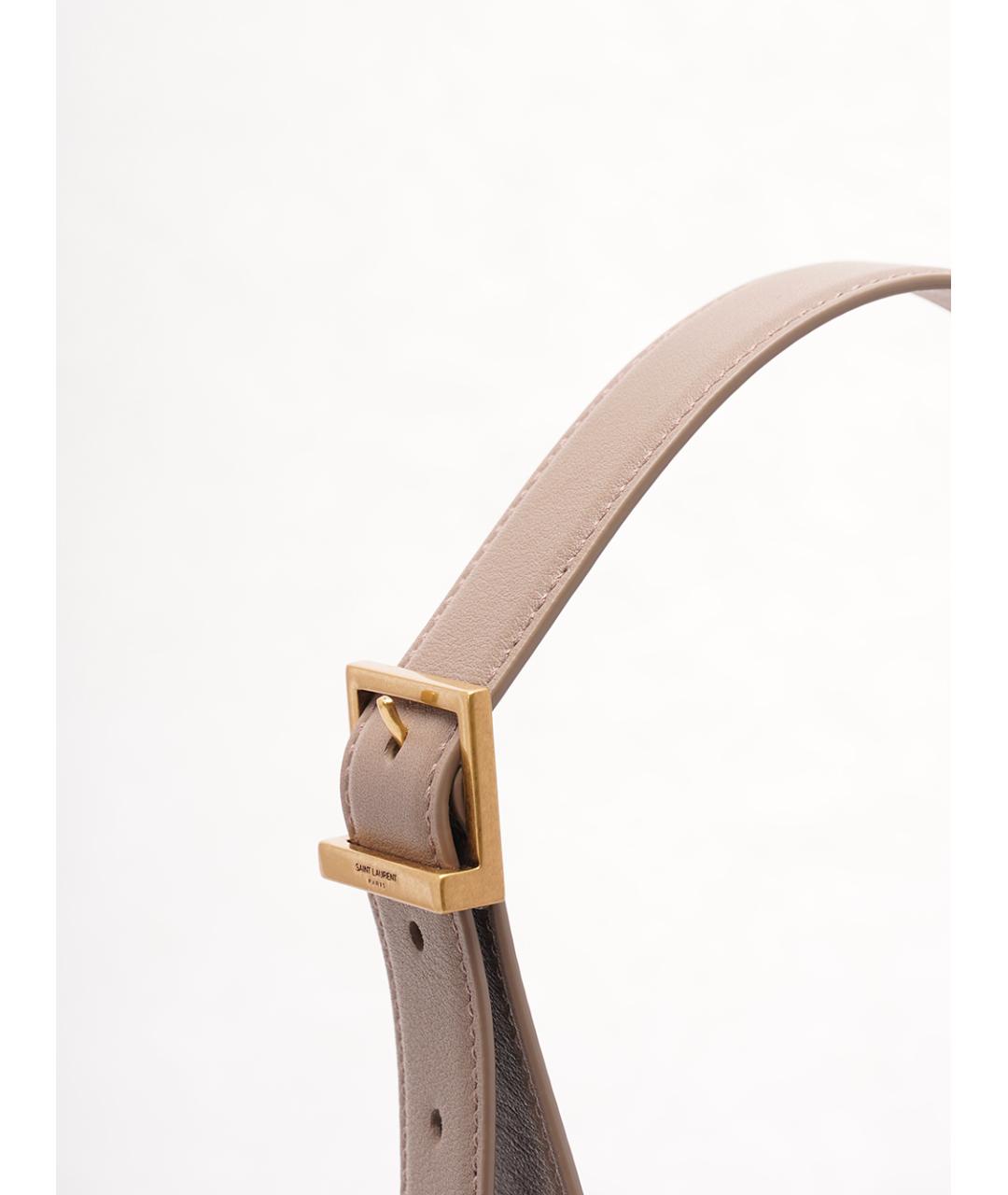 SAINT LAURENT Бежевая кожаная сумка через плечо, фото 5