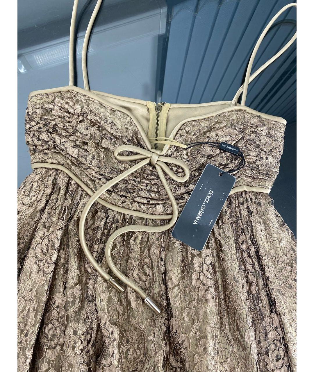 DOLCE&GABBANA Бежевое хлопковое коктейльное платье, фото 3