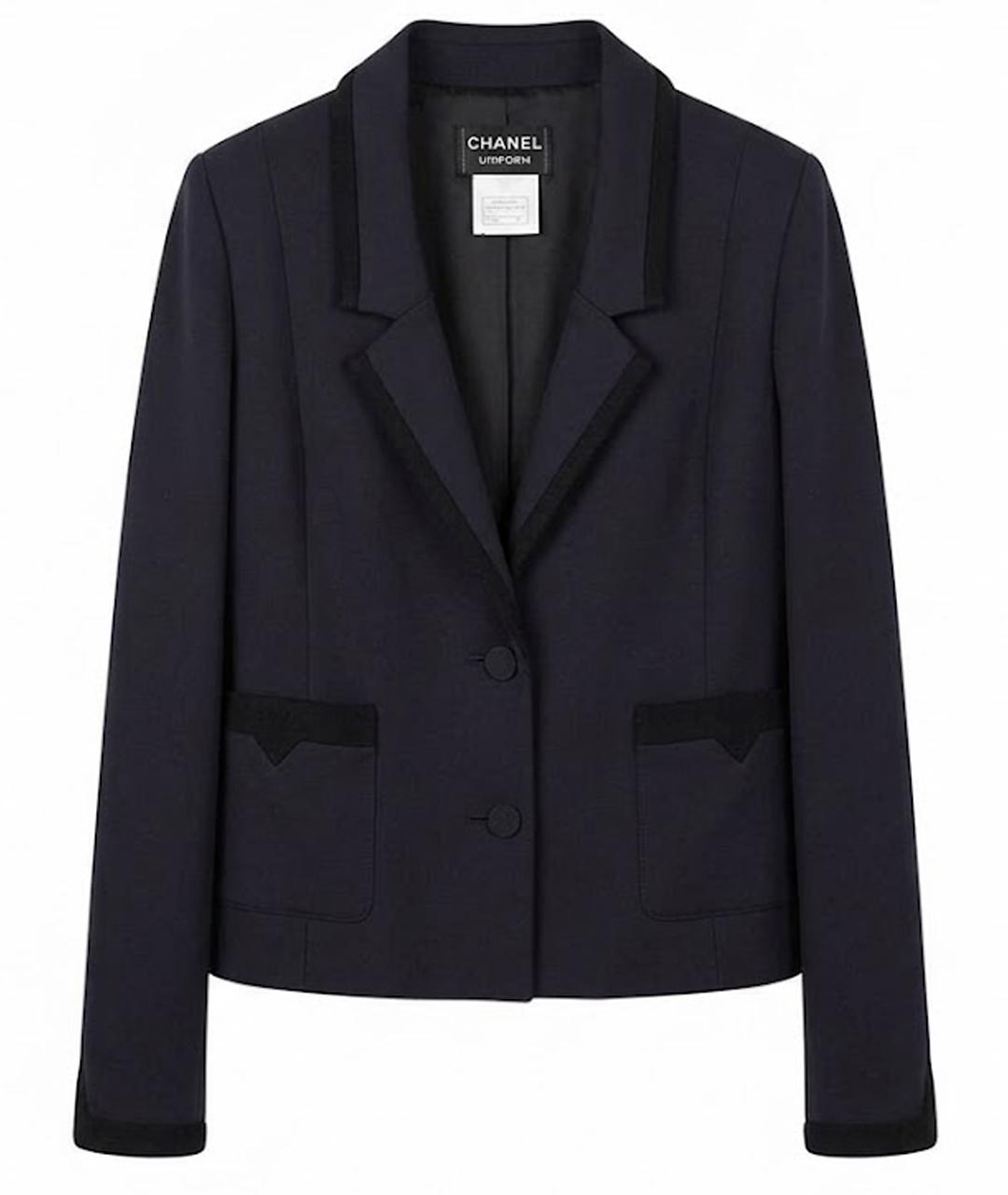 CHANEL Темно-синий вискозный жакет/пиджак, фото 1