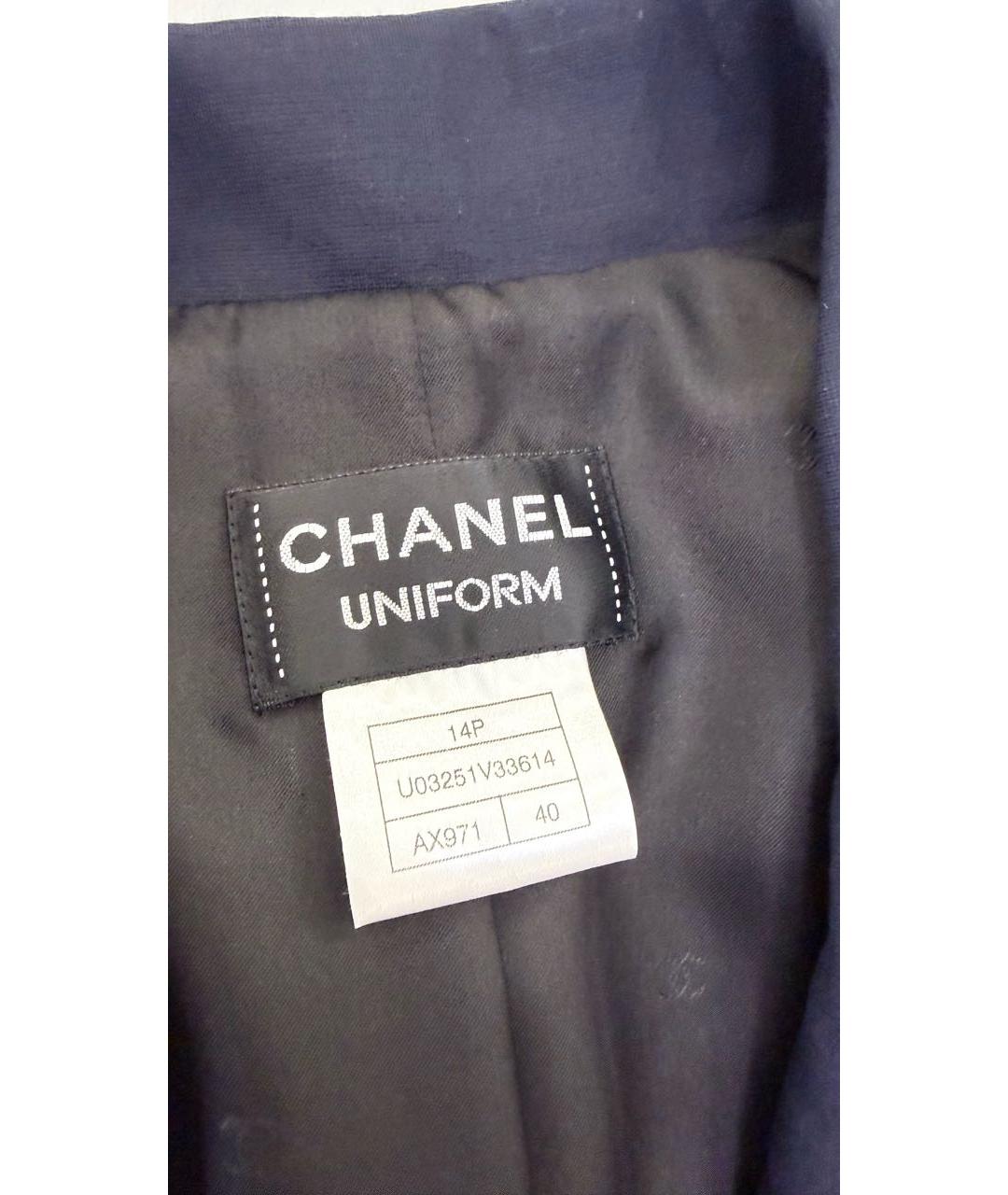 CHANEL Темно-синий вискозный жакет/пиджак, фото 6