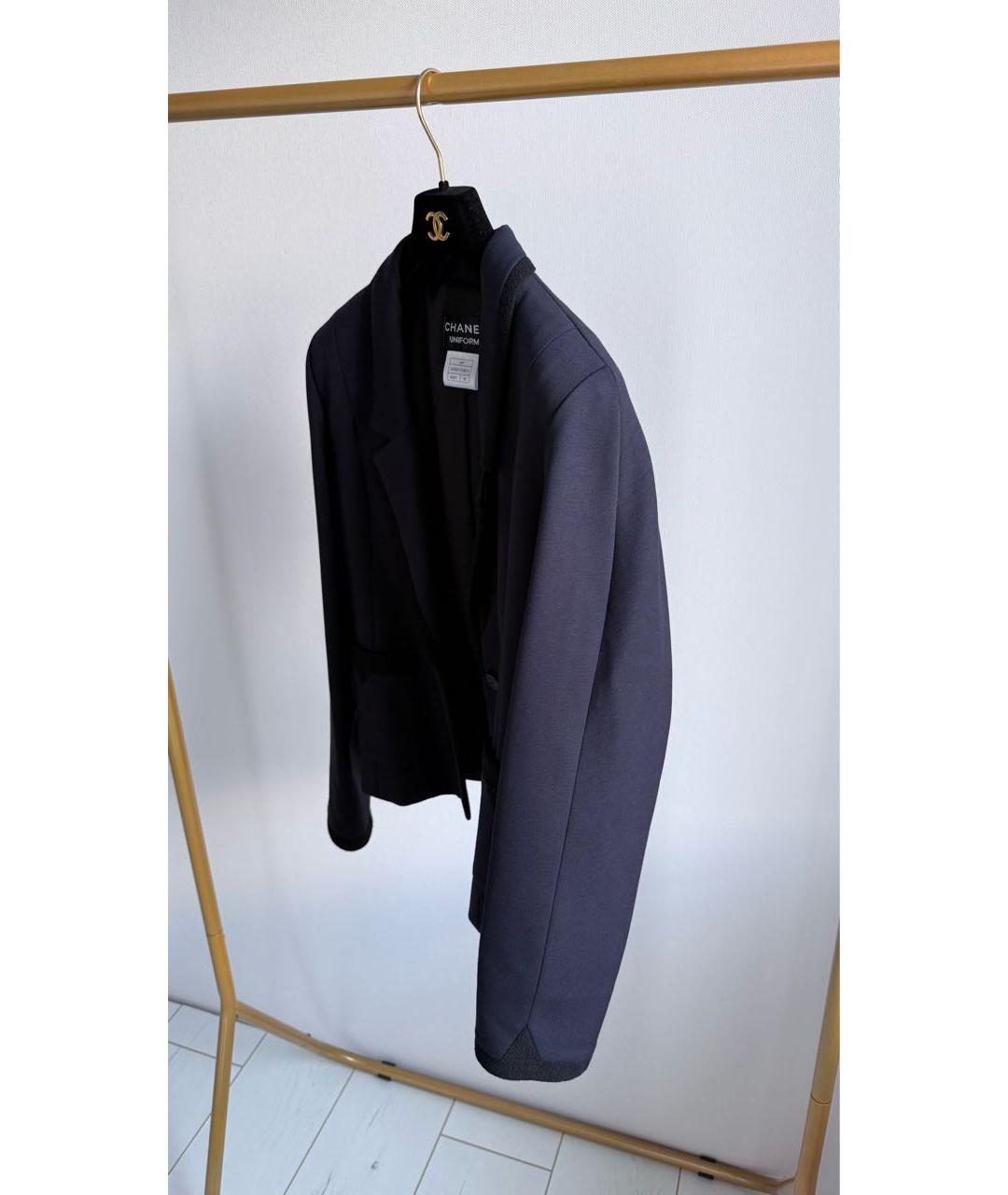 CHANEL Темно-синий вискозный жакет/пиджак, фото 3