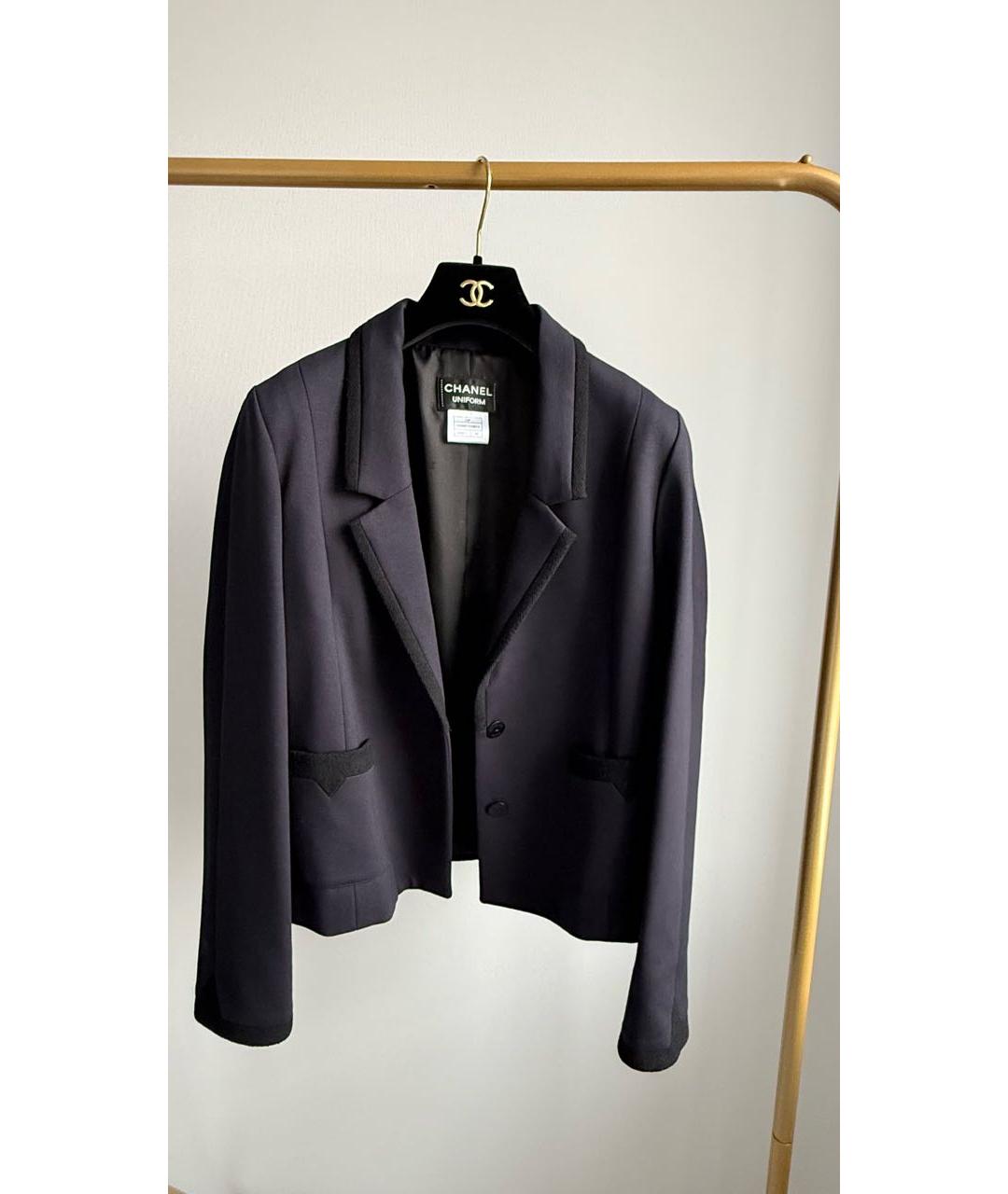 CHANEL Темно-синий вискозный жакет/пиджак, фото 9