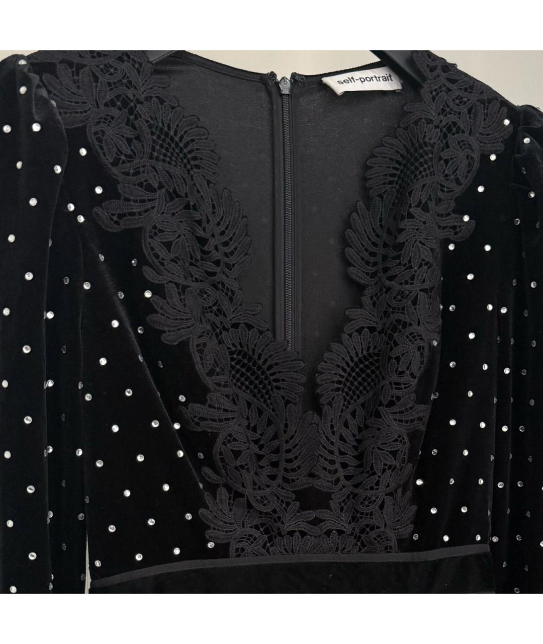 SELF-PORTRAIT Черное бархатное коктейльное платье, фото 3