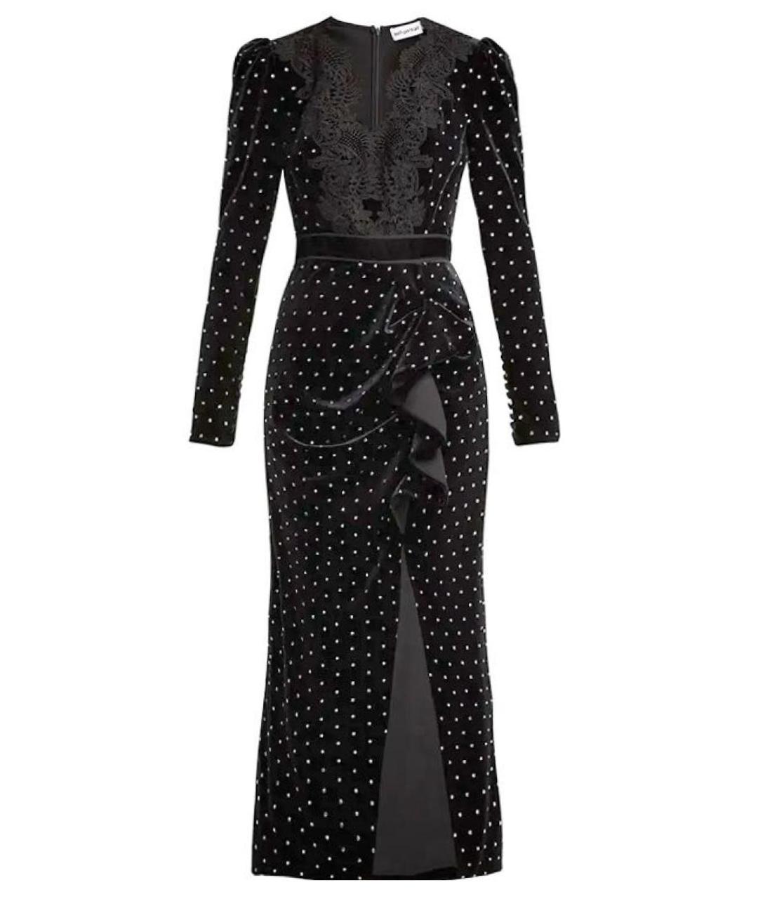 SELF-PORTRAIT Черное бархатное коктейльное платье, фото 1