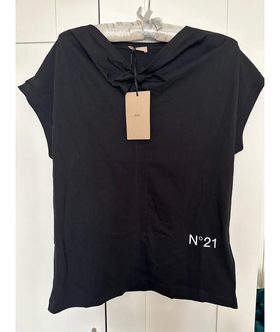 NO. 21 Черная хлопковая футболка, фото 5