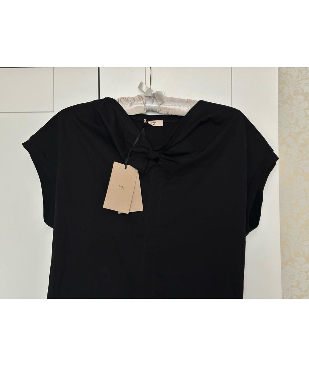 NO. 21 Черная хлопковая футболка, фото 3