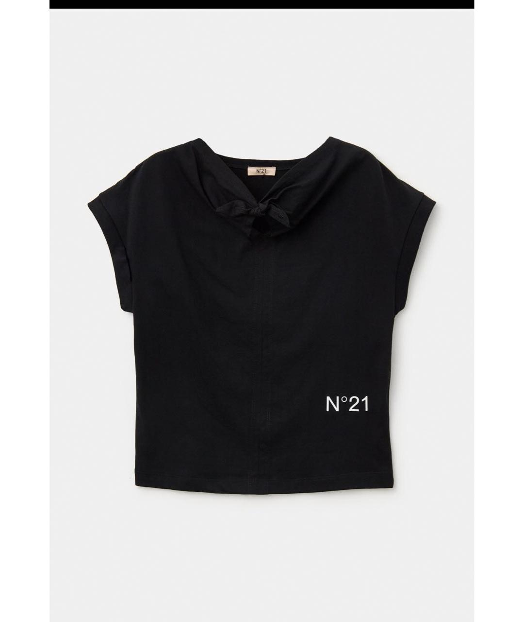 NO. 21 Черная хлопковая футболка, фото 7