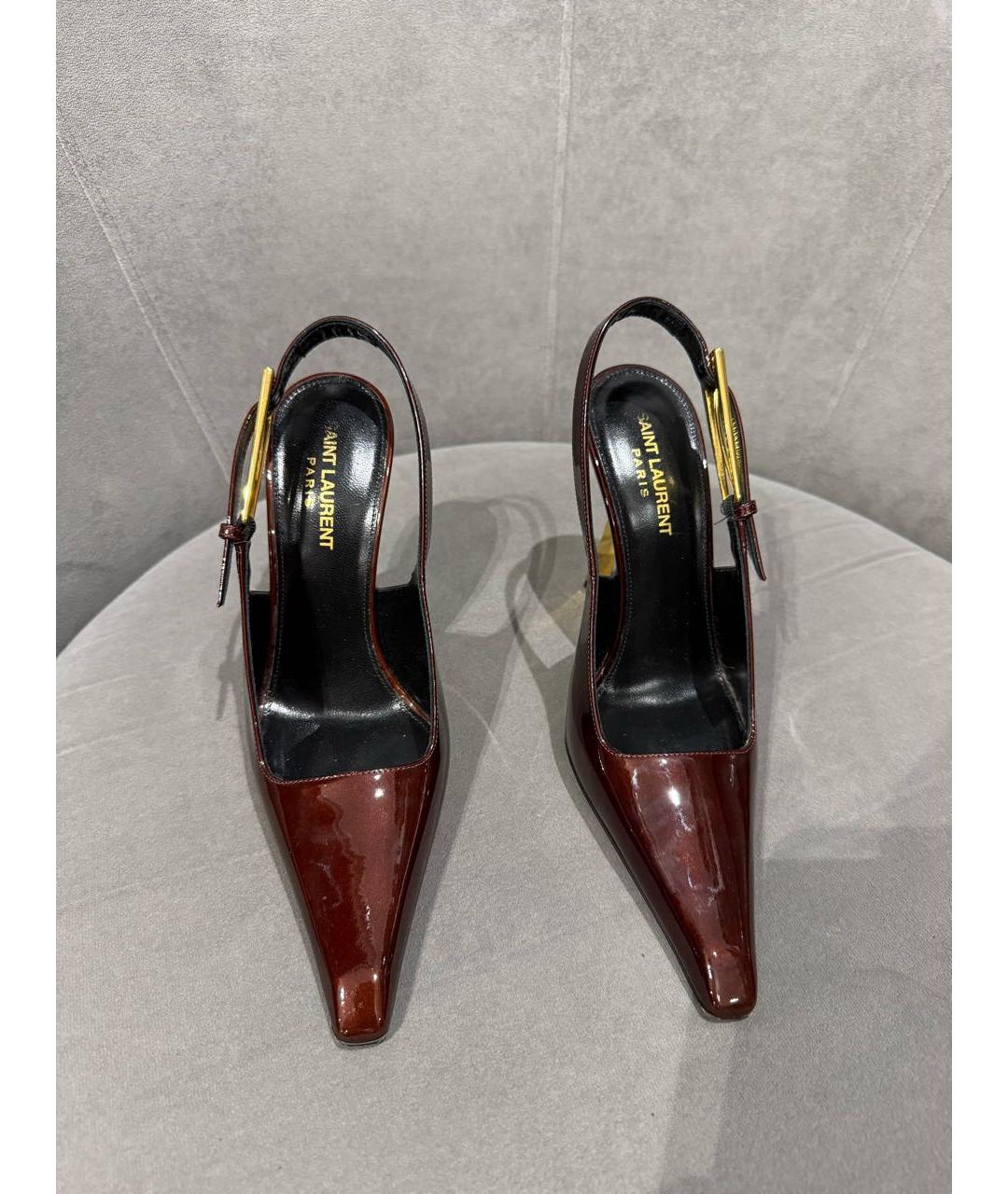 SAINT LAURENT Бордовые туфли из лакированной кожи, фото 3