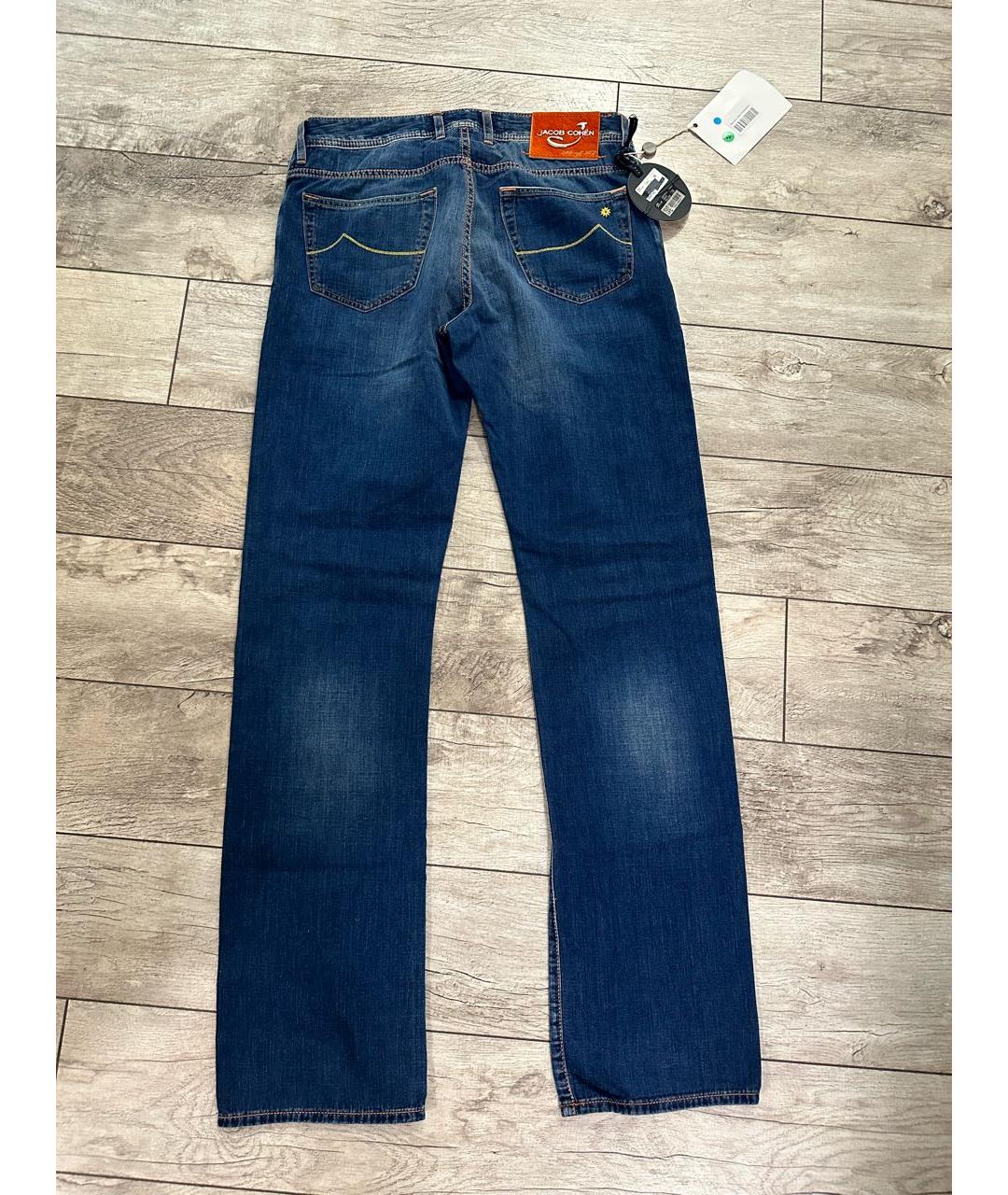 JACOB COHEN Синие хлопковые прямые джинсы, фото 2