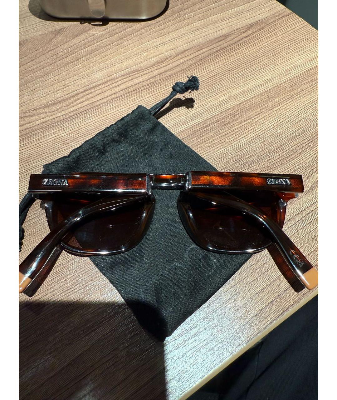 ZEGNA Бордовые пластиковые солнцезащитные очки, фото 4