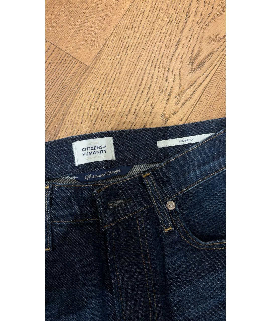 Citizien Of Humanity Темно-синие хлопко-эластановые джинсы клеш, фото 3