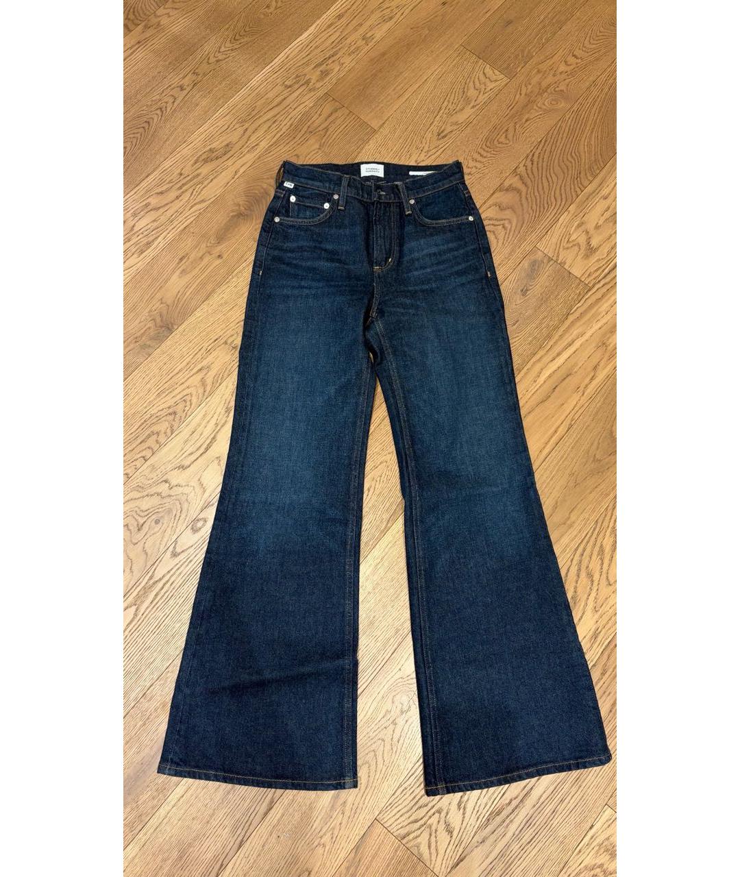 Citizien Of Humanity Темно-синие хлопко-эластановые джинсы клеш, фото 6