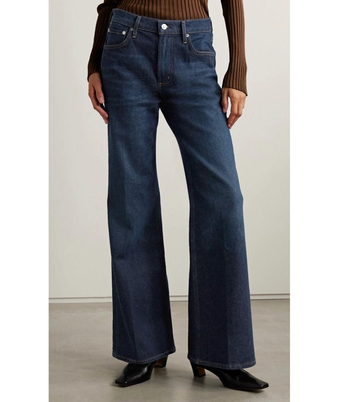 Citizien Of Humanity Темно-синие хлопко-эластановые джинсы клеш, фото 5