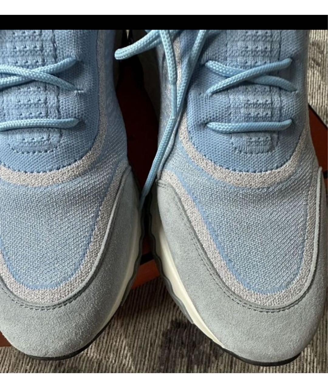 HERMES Голубые кожаные кроссовки, фото 6