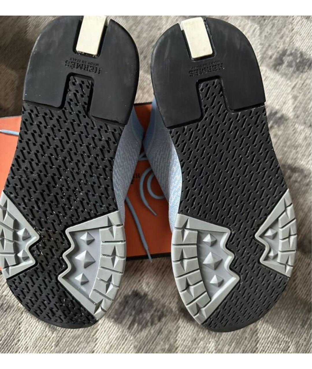 HERMES Голубые кожаные кроссовки, фото 7