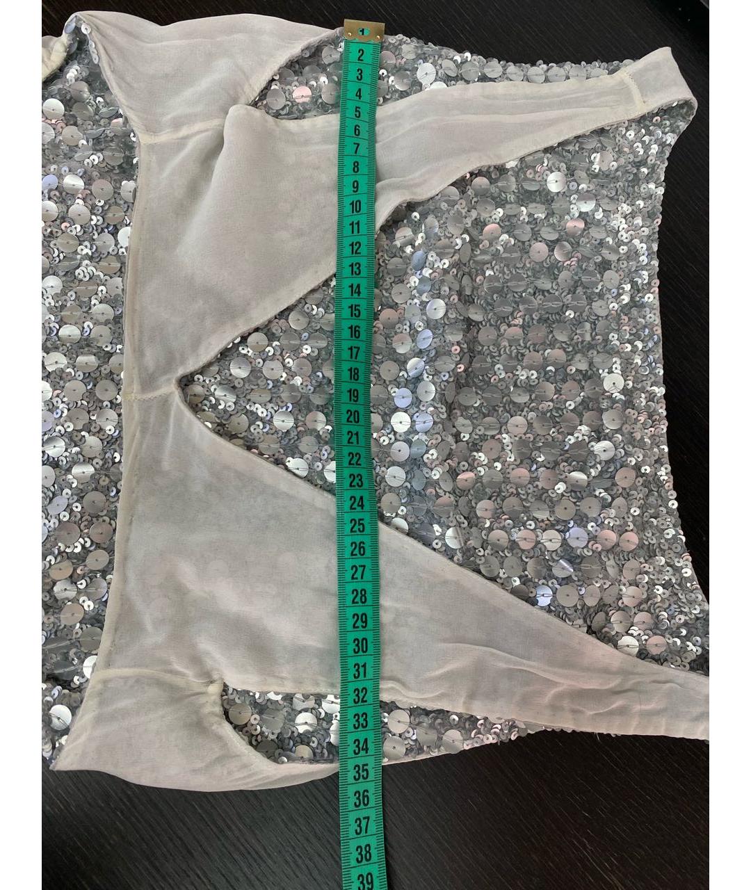 BLUMARINE Серебряное шелковое вечернее платье, фото 8