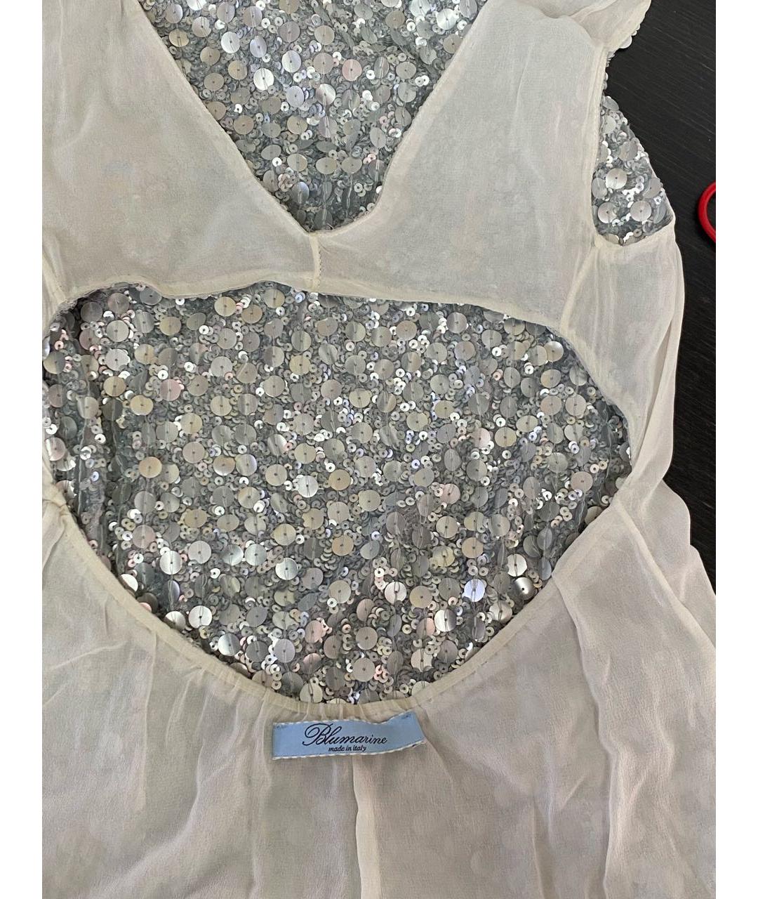 BLUMARINE Серебряное шелковое вечернее платье, фото 3