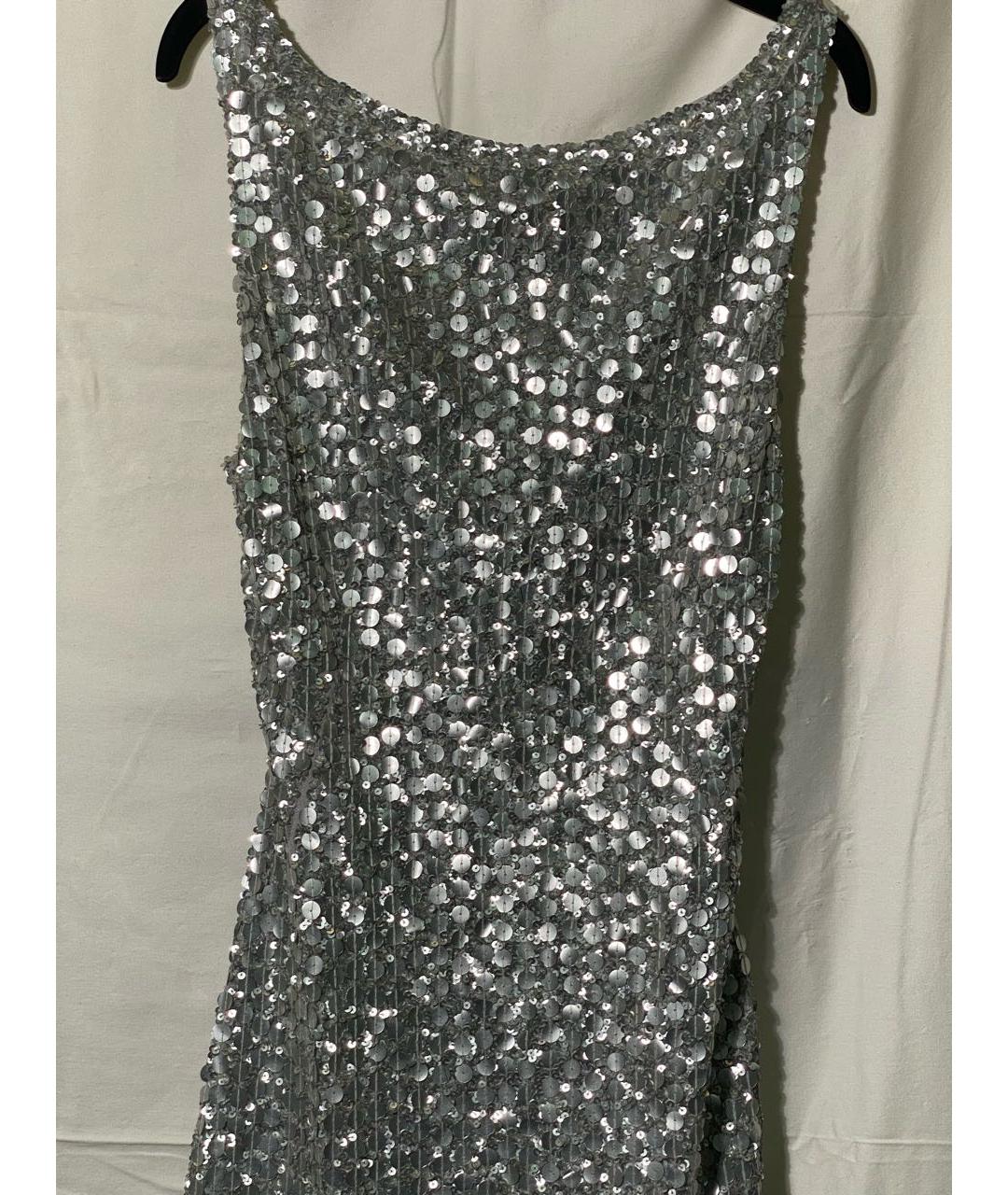 BLUMARINE Серебряное шелковое вечернее платье, фото 4