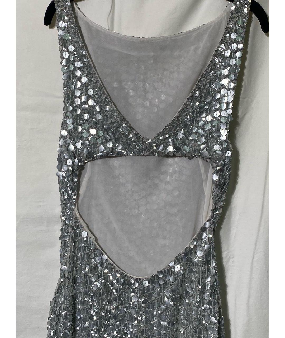 BLUMARINE Серебряное шелковое вечернее платье, фото 5