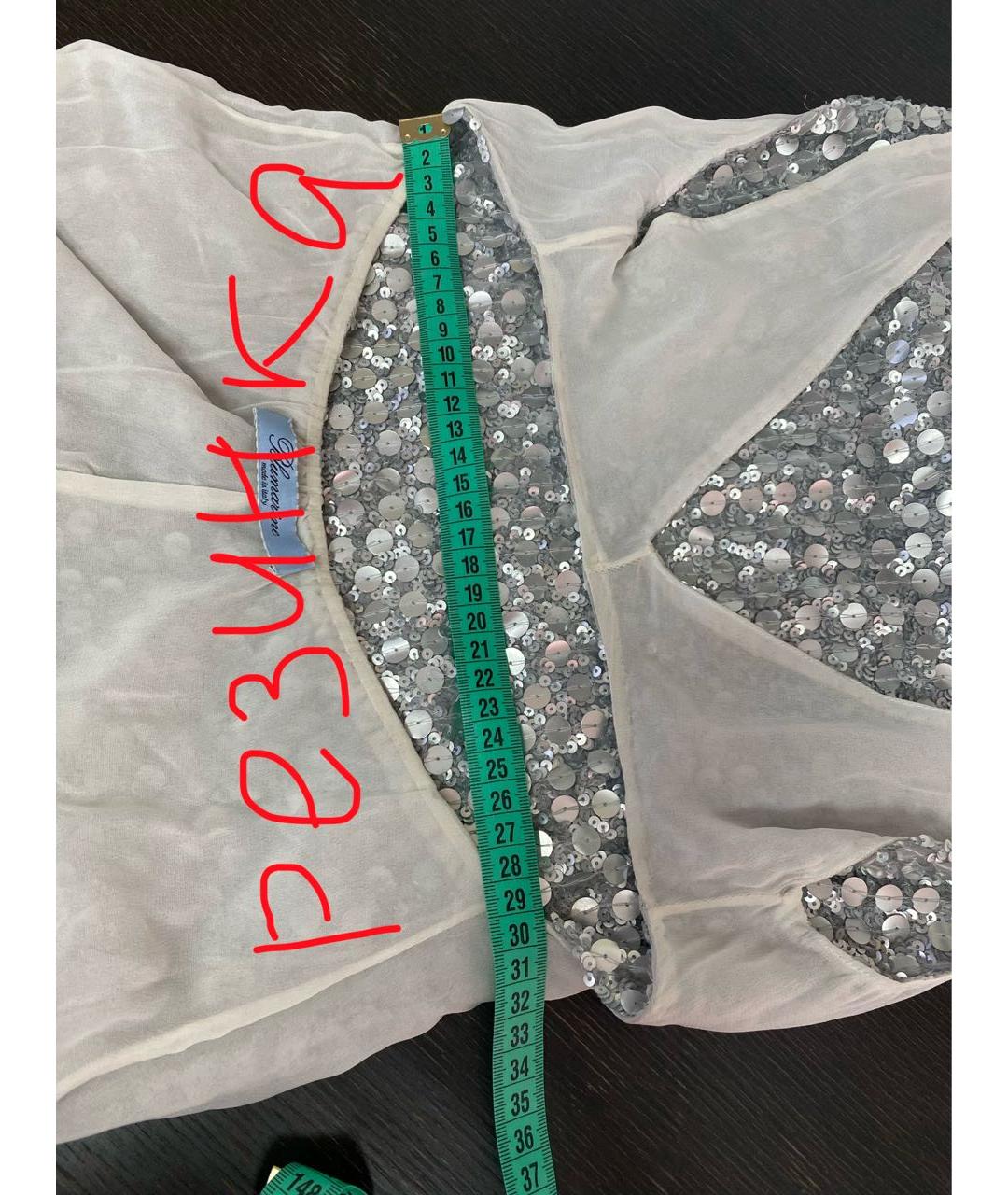 BLUMARINE Серебряное шелковое вечернее платье, фото 7