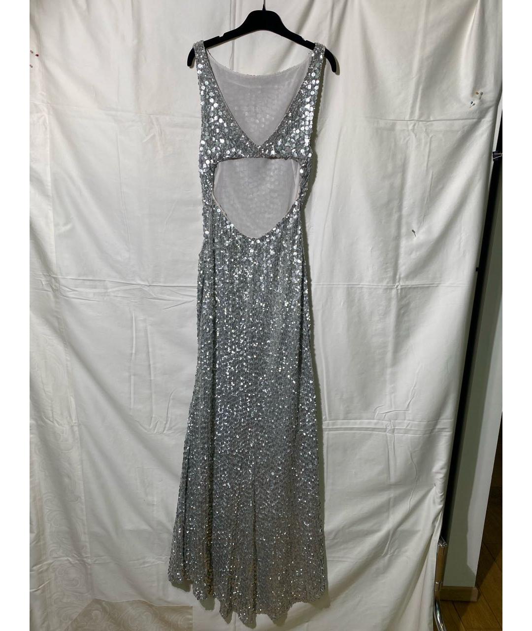 BLUMARINE Серебряное шелковое вечернее платье, фото 2