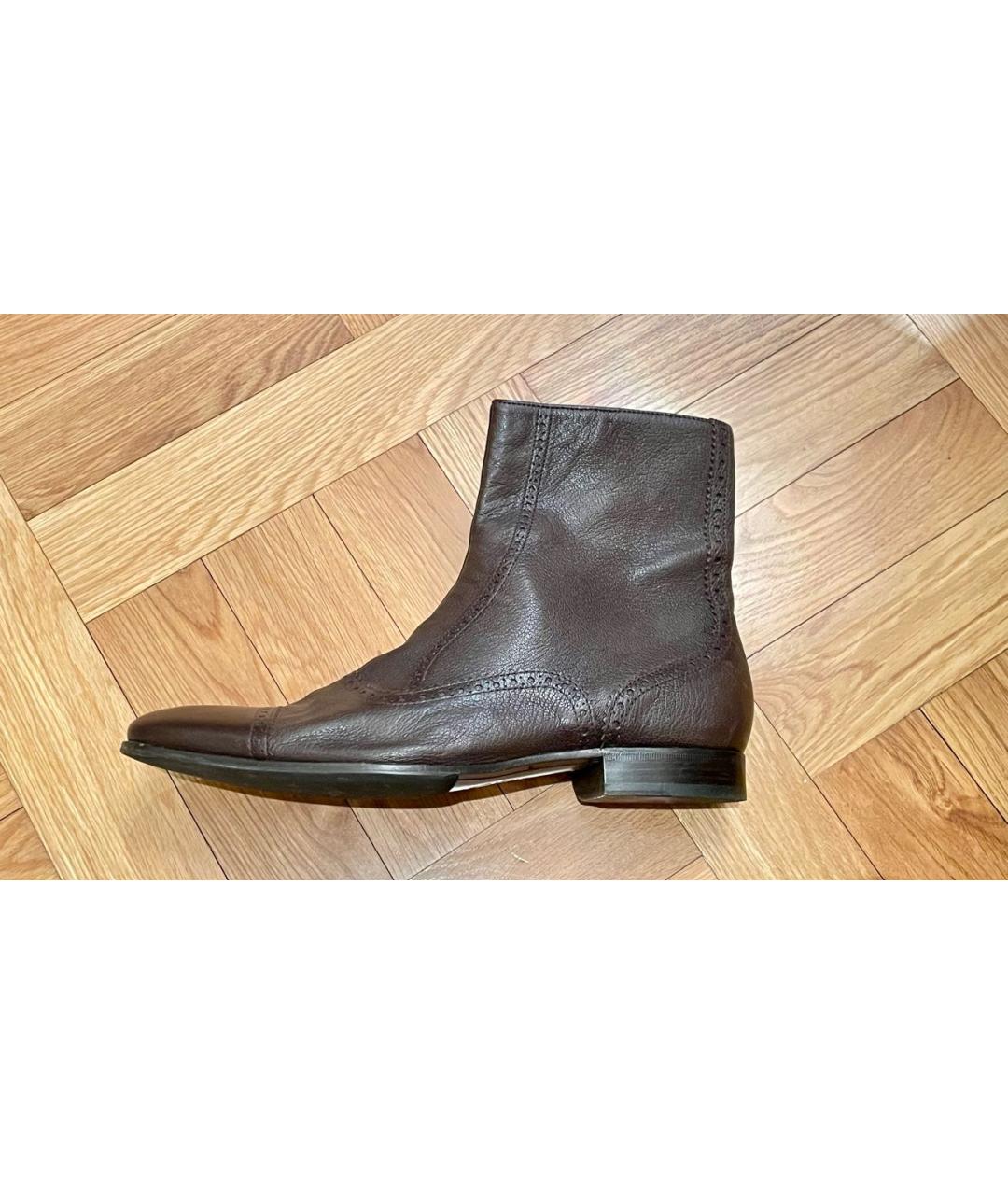 BALLY Коричневые кожаные высокие ботинки, фото 9