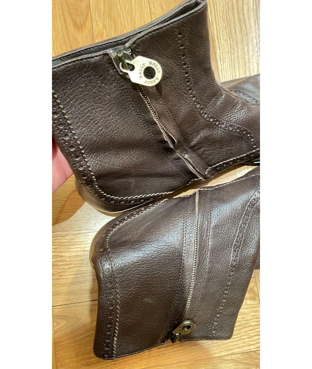 BALLY Коричневые кожаные высокие ботинки, фото 7