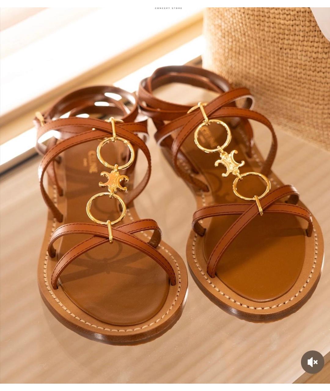 CELINE Коричневые кожаные сандалии, фото 4