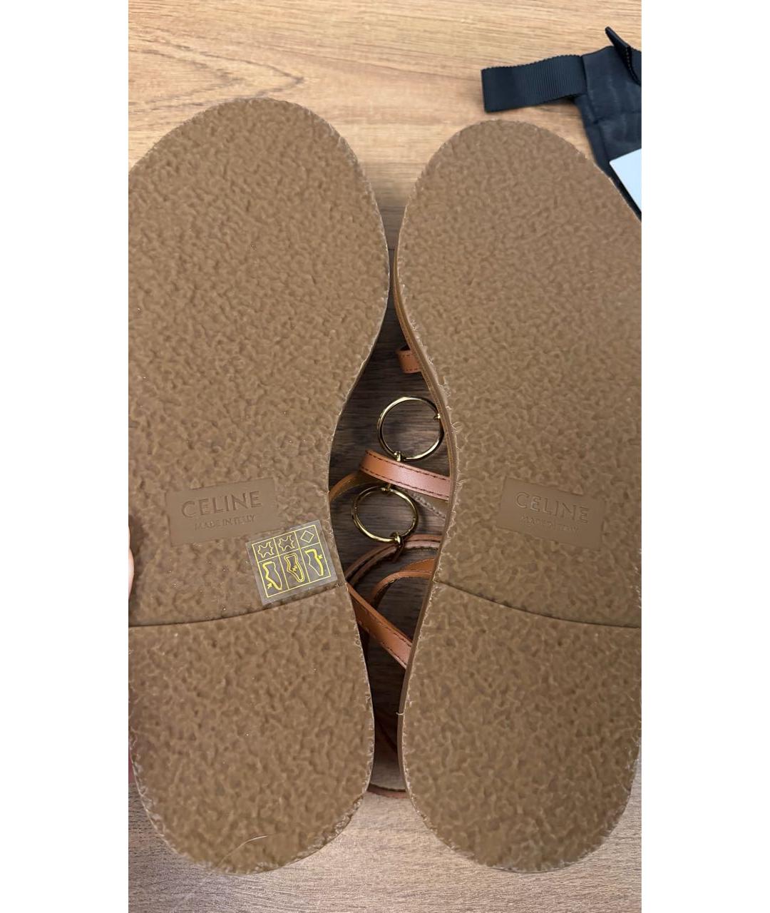 CELINE Коричневые кожаные сандалии, фото 7